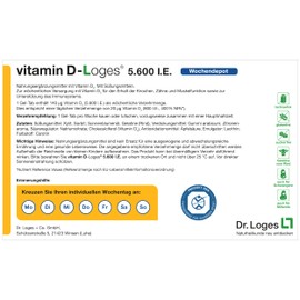 vitamin D-Loges® 5,600 IU - 30 Gel Tabs - Weekly Depot - Dietary Supplement with Vitamin D3 for the Whole Family