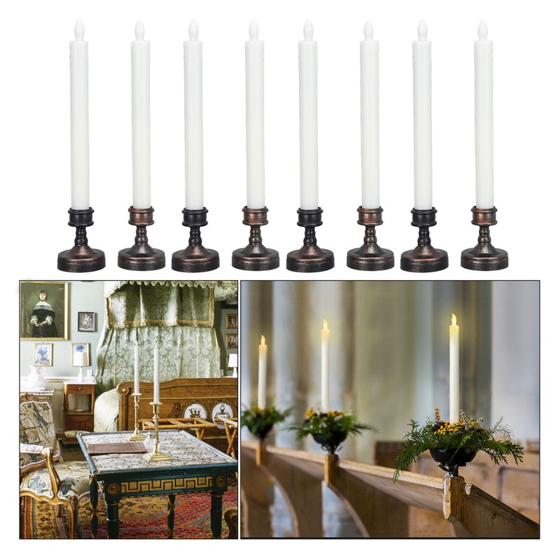 8PCS LED Taper Candle Flameless Window Candle Remote Control Warm