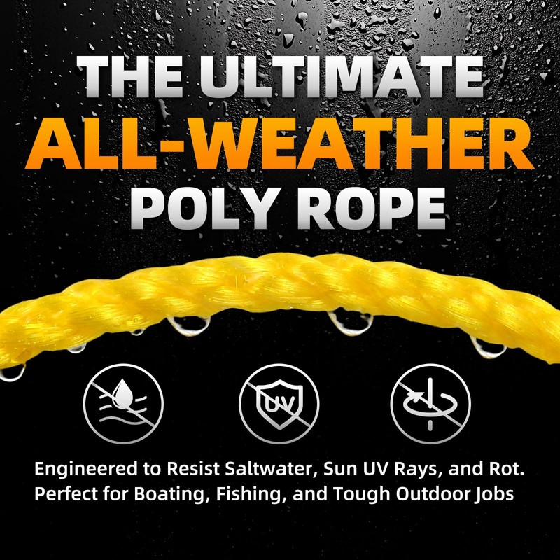 Polypropylene Rope - Bright Yellow, 1/4" x 100ft - All-Purpose