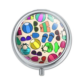Colorful Fun Summer Beach Pattern Pill Case Trinket Gift Box