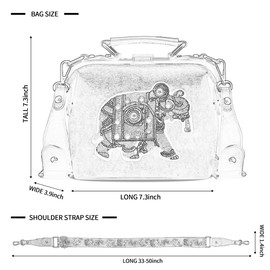 chushui Vintage Thai Elephant Embroidery Crossbody Bag,Top Handle Purse for Women,Premium Snowflake Leather with Adjustable Shoulder Strap