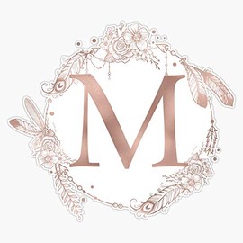 Letter M Rose Gold Pink Initial Monogram Sticker Decal Vinyl Bumper Sticker Decal Waterproof 5"