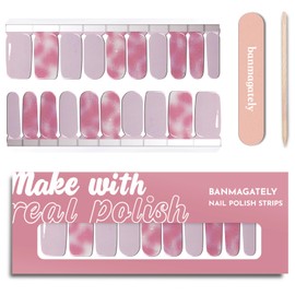 banmagately Nail Polish Strips, 20Pcs Salon Quality Gel Nail Stickers, Easy Long Lasting Wraps for Short Nails no UV Light Needed (PaleViolet)