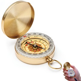 Compass, brass compass, outdoor compass, waterproof compass, retro compass navigation device, suitable for hiking, camping, mountaineering, skiing, hunting and other outdoor activities