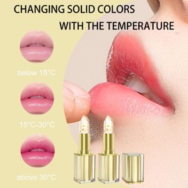 Color Changing Lipstick, 24 Hours Lipsticks Long Lasting Waterproof, Transferproof Color Changing Ph Clear Lip Gloss, Moisturizing Nourishment Lipstick Gold Foil for Women (2Pcs)