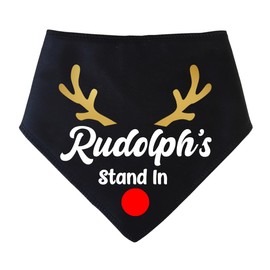 Spoilt Rotten Pets Black & Gold 'Rudolph's Stand In' Funny Christmas Festive Dog Bandana, Xmas Fancy Dress Gift For Dogs