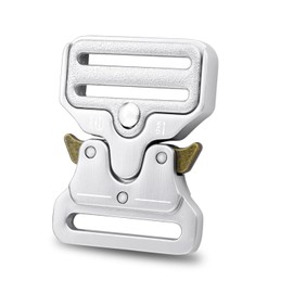 2Pack Tactical Duty Belt Buckles Tactical Metal Buckle, 1-1/2" Tactical Strap Buckle Clips for Backpack, Dog Collar Hardware, Harness, Tactical Keychain, Luggage Buckle Clasp Replacement Silver