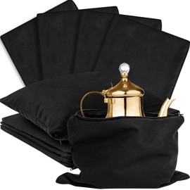 Sanwuta 8 Pcs Zippered Silver Storage Bags Anti Tarnish Bags Silver Pouches Keeper Jewelry Storage Protector Bags(9 x 12 Inch,Black)