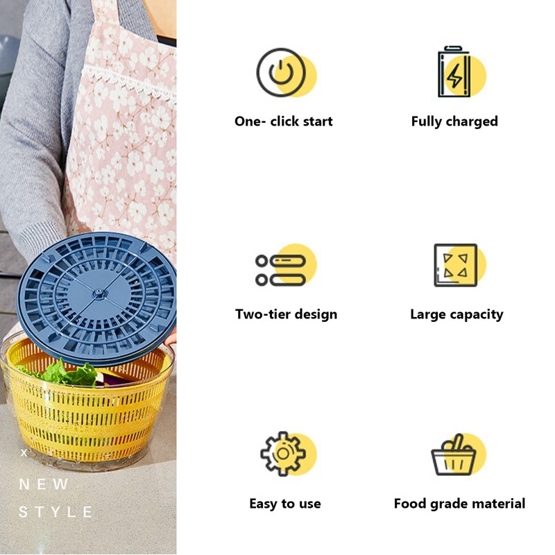 Electric Salad Spinner, 4L Lettuce Spinner Large Capacity USB Chargeble