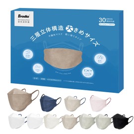 3D Large Mask 22.5cm/Slightly Large 21cm Non-Woven Individually Packaged 30 Pieces 3D Adult Use 【Ears Won't Hurt】 Brodio Mask Similar to KF94 and JN95 Specifications Sculpted Structure Disposable Easy