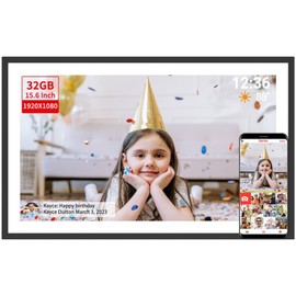 Frameo Digital Picture Frame,15.6 Inch 32GB Large WiFi Digital Photo Frame with 1920x1080 Full HD Touchscreen,Wall Mountable,Auto-Rotate,Easy to Send Pictures and Videos via Free App