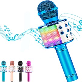 Hoiicco Wireless Karaoke Microphone for Kids, Bluetooth Karaoke Microphone Portable Handheld Singing Karaoke Mic Speaker, Voice Changer Toy Microphone, Great Present for Adults Kids Girls Boys