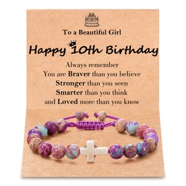 Tarsus 10 Year Old Girls Birthday Gifts, Gifts for 10 Year Old Girls Happy Birthday Cross Bracelet 10th Birthday Girls Gifts Ideas
