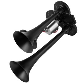 Scitoo 150db Super Loud 3Pcs Electric Air Horns Kit for Vehicles, Applicable for Bus, ATV, Motorcycle, Van, Truck (Black)
