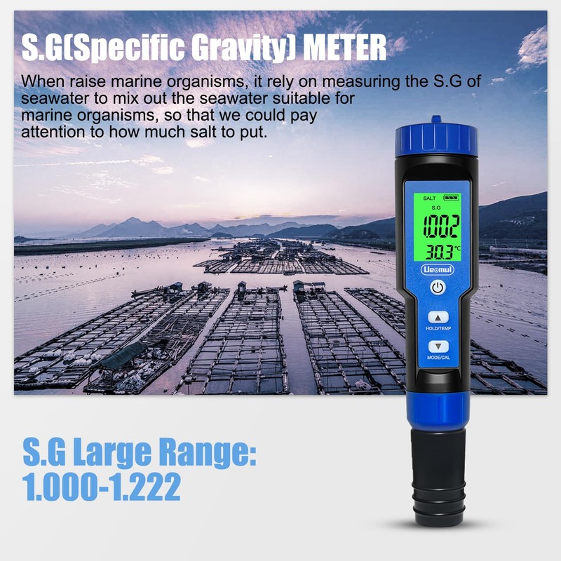 Ueomul pH Meter 7-in-1, PH TDS EC SALZ ORP S.G