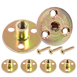 Hilitchi 64PCS M8 Brad Hole Tee Nut Carbon Steel Screw in T Nuts Round Base Mounting Hardware Fitting Fastener Flange Insert Female Thread with Screws (M8-64PCS)