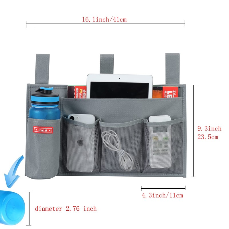 Zafit Hanging Bedside Caddy, Bedside Storage Organizer for Magazine, Phone,