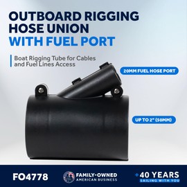 Five Oceans Outboard Rigging Hose Union with Fuel Port, Outboard Motor Rigging Sleeve Connector, Boat Rigging Tube for Cables and Fuel Lines Access, Black - FO4778