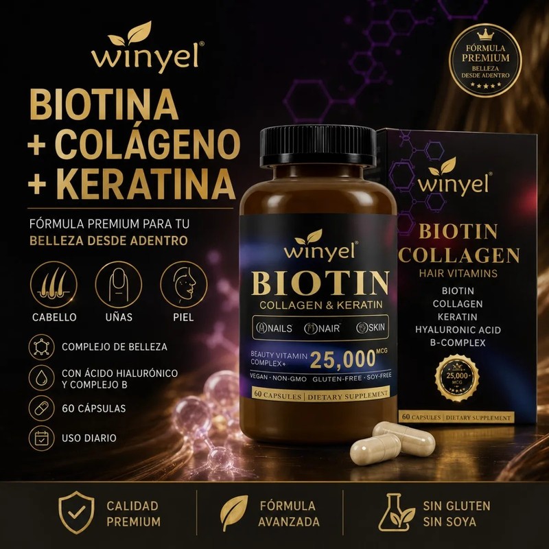 Biotina Para Cabello Uñas Y Piel Con Colágeno Premium