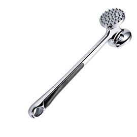 InfyniteShores Professional Meat Tenderizer Mallet, Double-Sided, Stainless Steel, 8.6" Length, Heavy Duty Kitchen Tool for Steak, Beef, Chicken