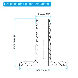 PATIKIL 2in Tri Clamps to 1 7/9in Hose Barbed Adapter, 1pcs Sanitary Tri Clamps Hose Barb Fitting 304 Stainless Steel Pipe for Brewery Winery Food Processing Equipment