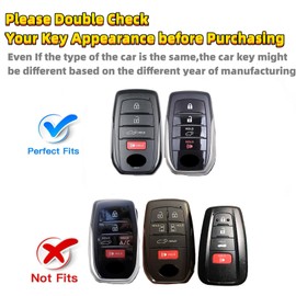 RFSRZ Fits for Toyota Key Fob Cover, Key Shell Case for 2019 2020 2021 2022 2023 2024 2025 Venza RAV4 Prime Sienna Land Cruiser Fortuner Mirai Grand Highlander Prius Collora, Bling Keychain (Black)