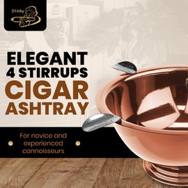 Stinky Cigar Copper Plated Ashtray - Windproof Stainless Steel Design with 4 Stirrups, Deep Bowl for Indoor & Outdoor Use, Heat Resistant & Easy to Clean - Ideal Smoking Accessory for Cigar Enthusiast