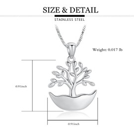 VCCWYQK Urn Necklace for Ashes for Women Men Circle Tree of Life Eternity Memorial Pendant Ash Cremation Jewellery, Stainless Steel, No Gemstone