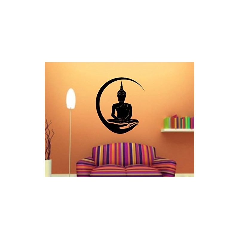 Heaven Decors Lord Buddha;Gautam Buddha Black Wall Decal and Sticker