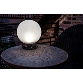 Britta Products Solar Garden Globe LED Centerpiece Table Light, Rattan Base
