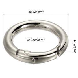 PATIKIL 25x18x4mm Spring Gate O Rings, 10 Pack Round Snap Clip Zinc Alloy for Keyrings Buckle, Silver