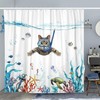 SparkLia Funny Cat Shower Curtain, Diving Underwater World Shower Curtain