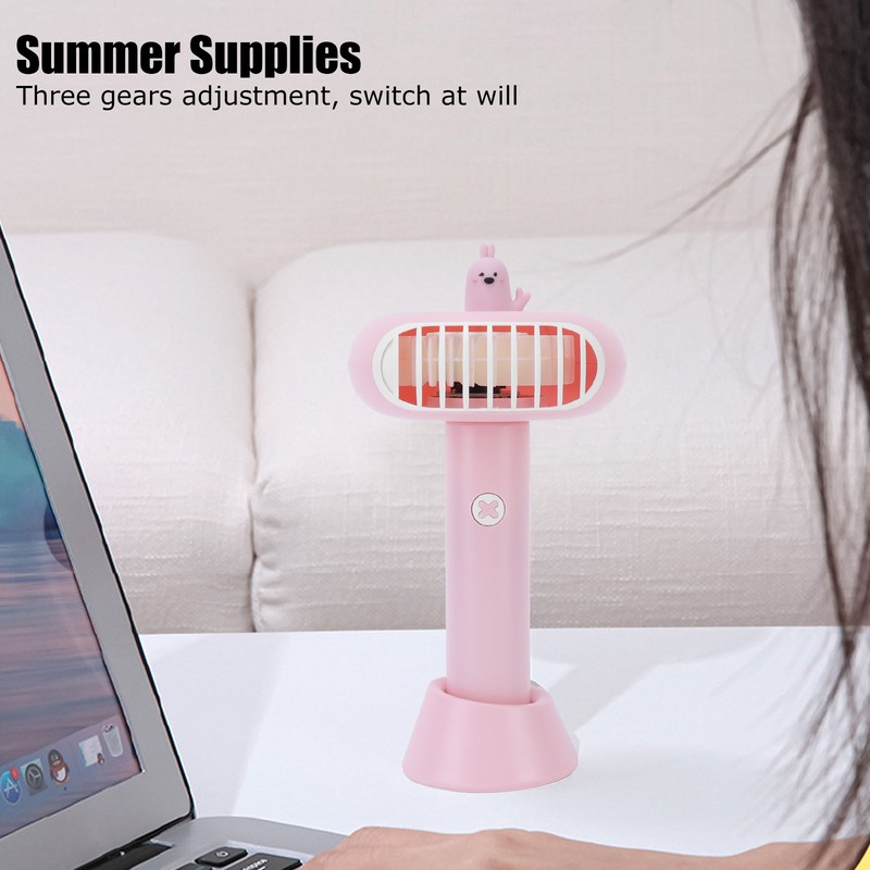 Pink USB Neck Fan Mini Portable Desktop Foldable Fan for