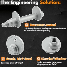 MEMOEO Camber Adjusting Camber Bolt Kit 48409-34041 48190-34010 Compatible with Toyota 07-19 Tundra,08-19 Sequoia,08-21 Land Cruiser,Front Alignment Camber Toe Adjustment Bolts,4Pcs