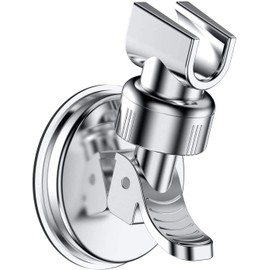 OUO Adjustable Shower Head Holder, Bathroom Suction Cup Handheld Shower Head Bracket, Removable Handheld Showerhead & Wall Mounted Suction Bracket (Silver)