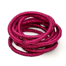 La Tartelette 5 cm Shimmer Elastic Bands Hair Ties Children Rubber Hair Headbands - 50 Pcs (Burgundy)