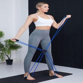 2-Color Yoga Home Training Stretching Rowing Band Cross Band Blue/ONE
