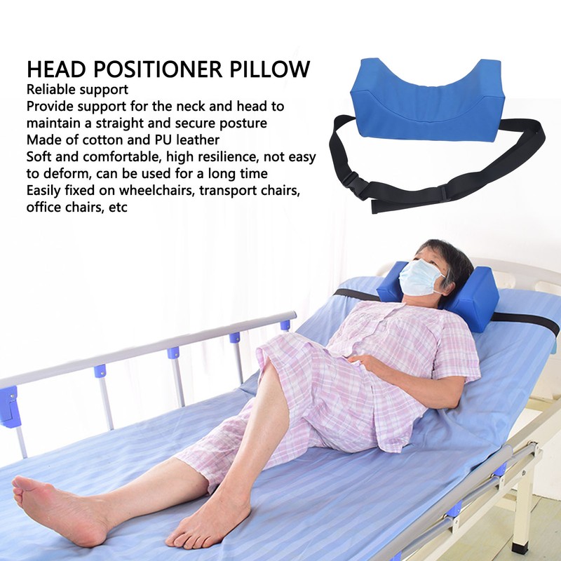 Head Positioner Pillow Blue PU Leather Breathable Comfortable Neck Support