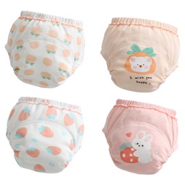 usbettas Toddler Potty Training Underwear for Girls 1t 2t 3t 4t, 100% Cotton Reusable Potty Training Pants for Toddlers 4 Pack, Waterproof Toilet Training Pants for Kids
