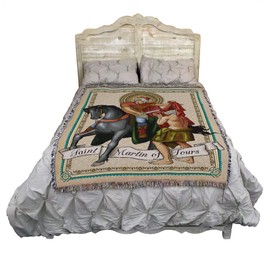 Pure Country Weavers Saint Martin of Tours Blanket - Patron of Social Justice & Racial Harmony - Religious Gift Tapestry Throw Woven from Cotton - Made in The USA (72x54)