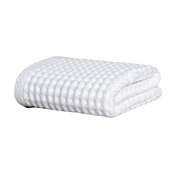 TurkishTowels Luxurious 3D Waffle Texture Towel White 18"x29" – Lightweight,