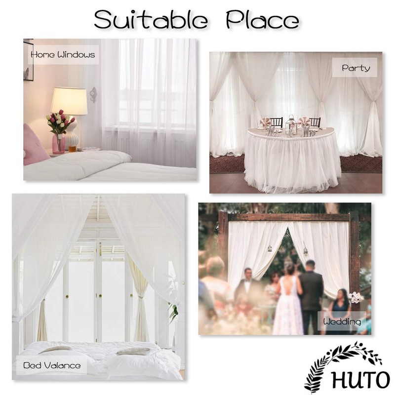 HUTO 2 Panels Small White Sheer Curtains 45 inches Long