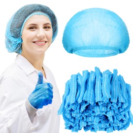 Yahenda 500 Pcs Disposable Bouffant Caps Bulk 21 Inches Disposable Caps for Hair Elastic Dust Cap Hairnets for Food Service, Nurses, Labs (Blue)