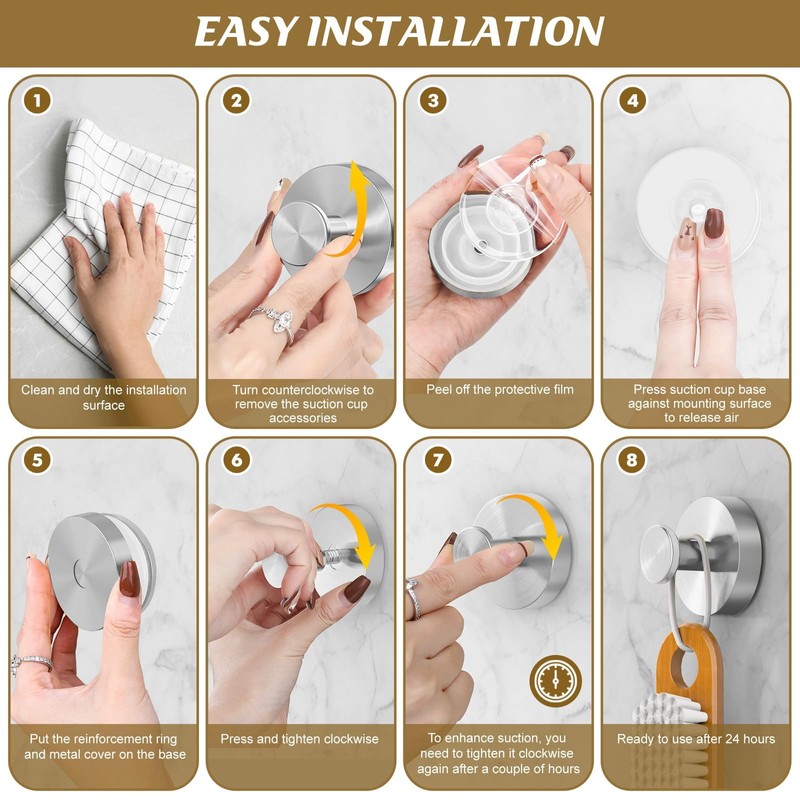 BKV Suction Cup Hooks for Glass Window,Removable Shower Hooks for