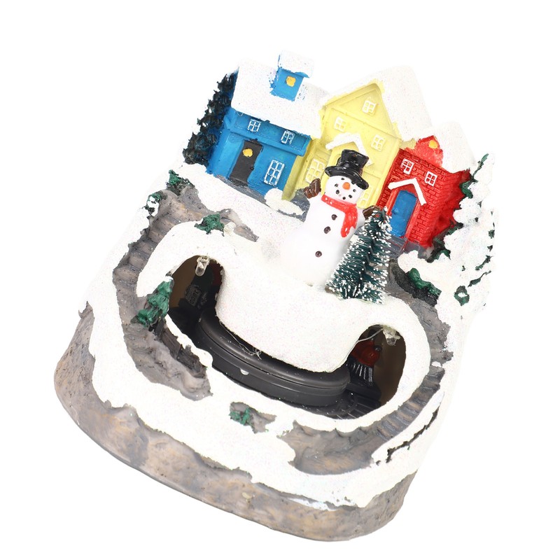 Xmas Music Box Resin Rotating Light Up Train Musical Box