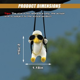 Swinging Duck Car Hanging Ornament, Cute Car Rear View Mirror Charm, Fun Car Mirror Decoration Accessories, Auto Interior Pendant Present for Women and Men (Duck)