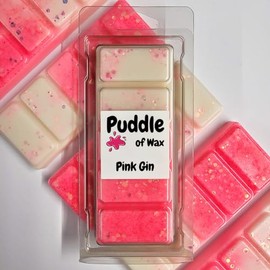 Puddle of Wax - Pink Gin Soy Wax Melt Snap Bar - 50g - Cocktail Scent - Vegan Friendly - Made in the UK