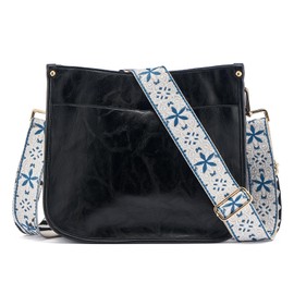 ZOUIQSS Women's Crossbody Bags Leather Shoulder Bag Women Hobo Handbag with Zip Shoulder Bag with Adjustable Strap, Black (5cm)color75