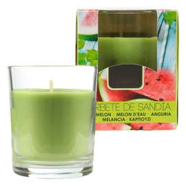 Pack of 2 Scented Candles Watermelon Sorbet in Glass 8.5 x 7 cm, Green Scented Candles Vegetable Wax, 28 Hours Burning