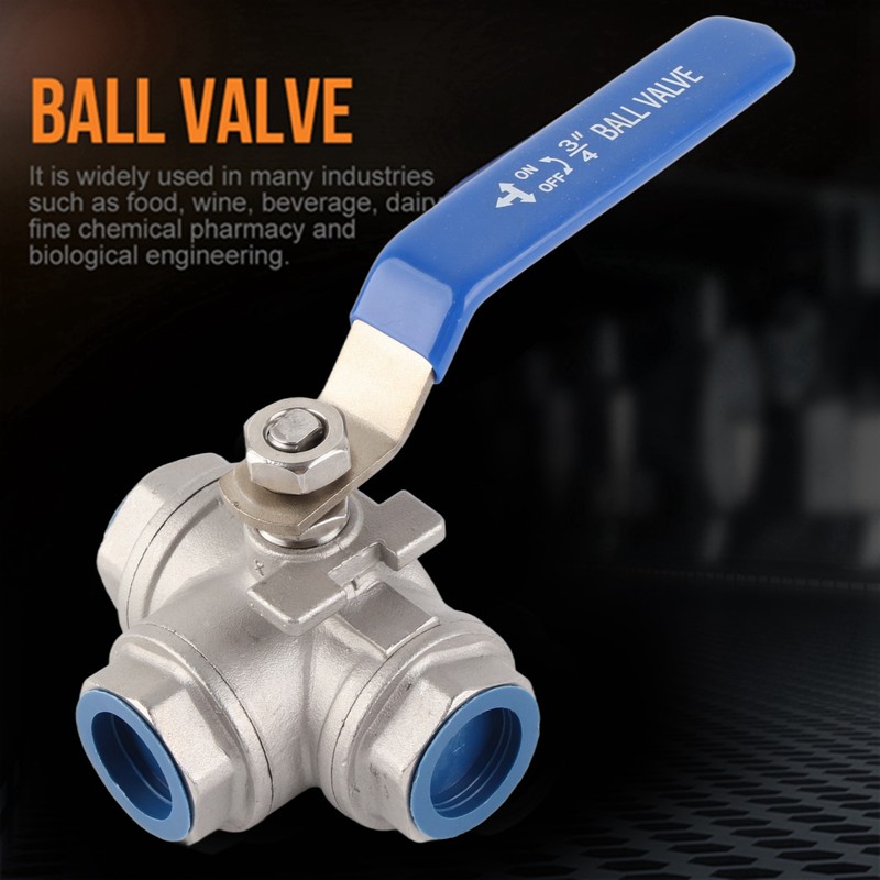 1pc Stainless Steel SUS304 Pipe Ball Valve Three Way T
